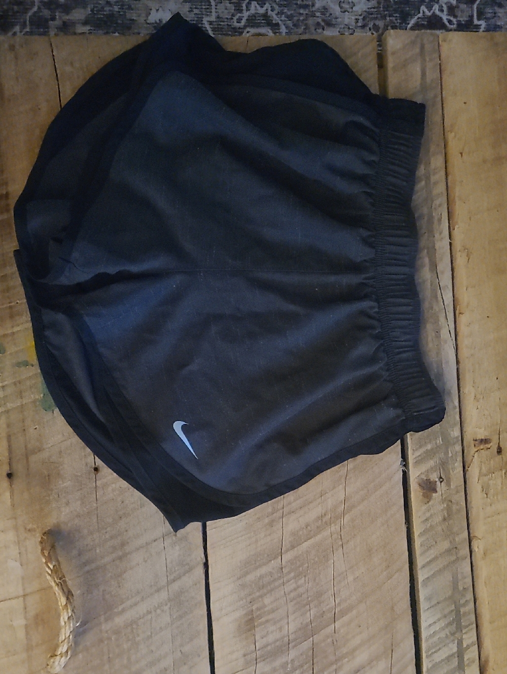 Nike Black Athletic Running Shorts with White Swoosh
